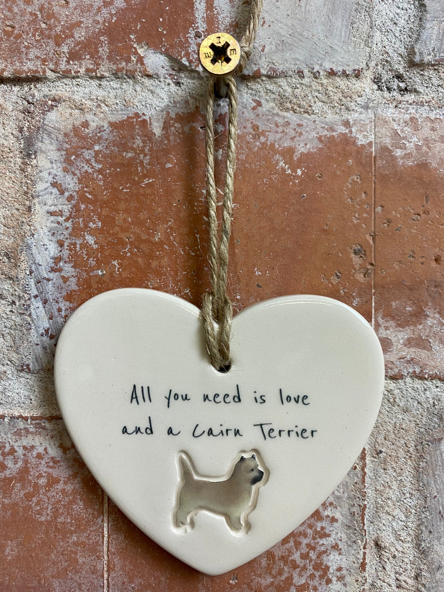 Cairn Terrier Ceramic Heart Ornament