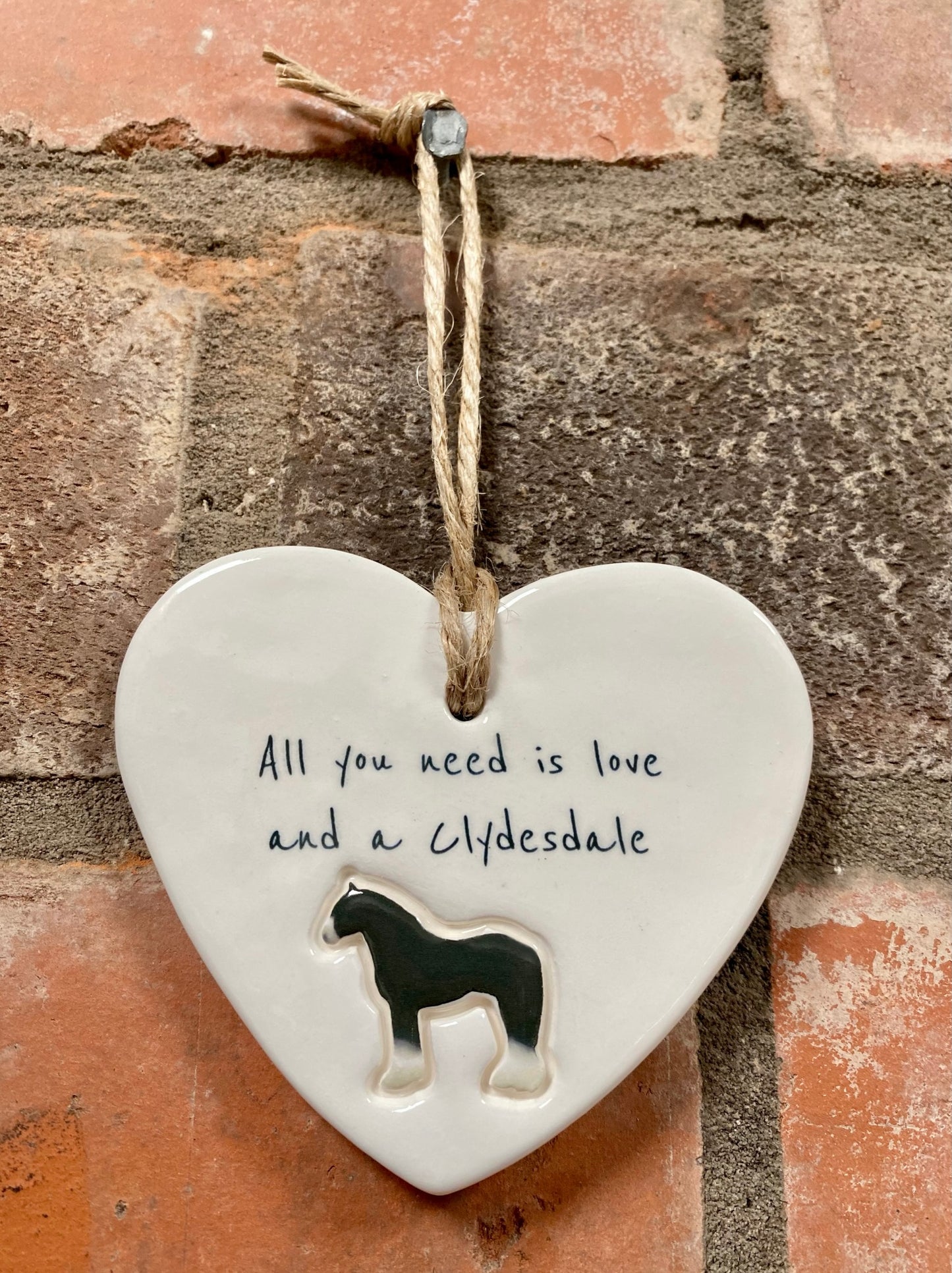 Clydesdale Ceramic Heart Ornament