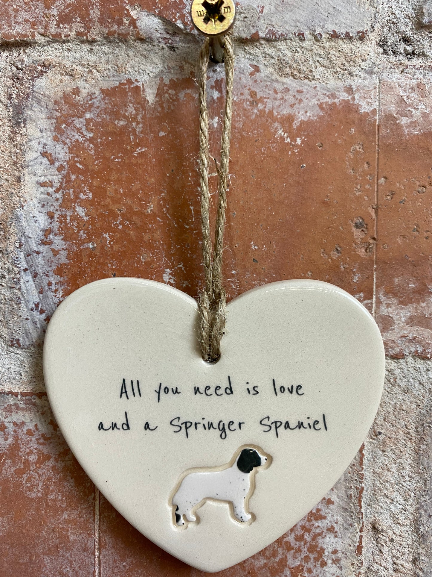 Springer Spaniel Ceramic Heart Ornament