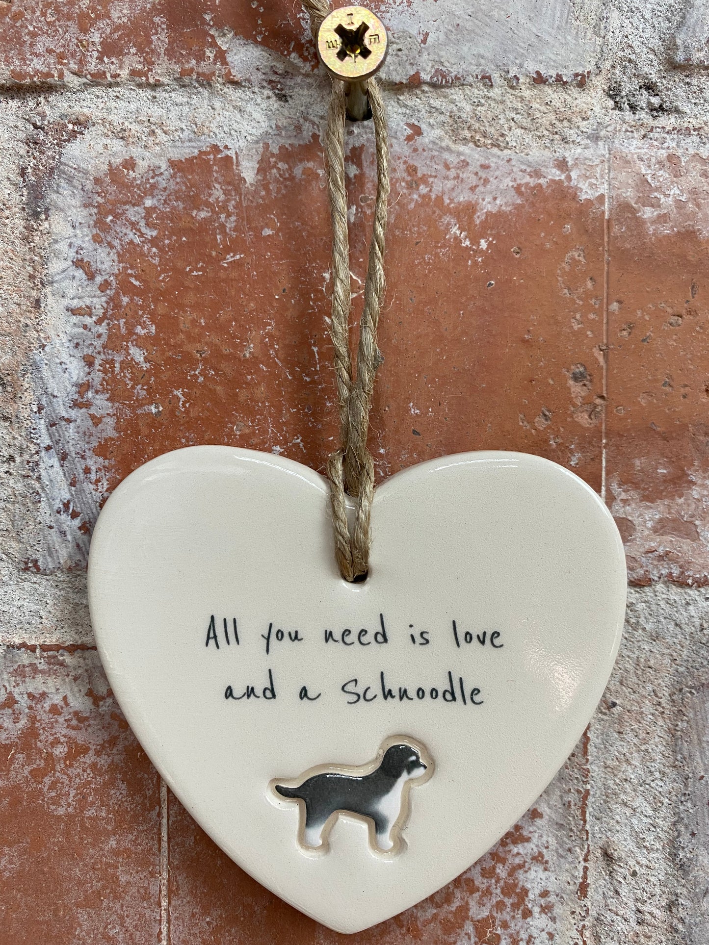 Schnoodle Ceramic Heart Ornament