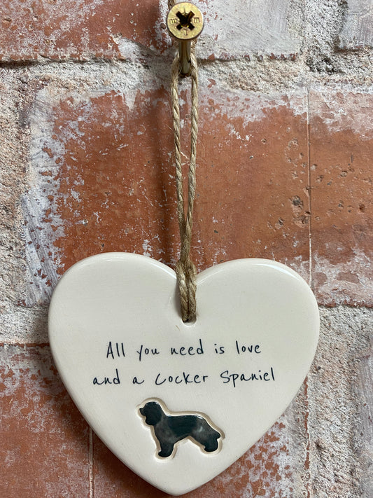 Cocker Spaniel Ceramic Heart Ornament