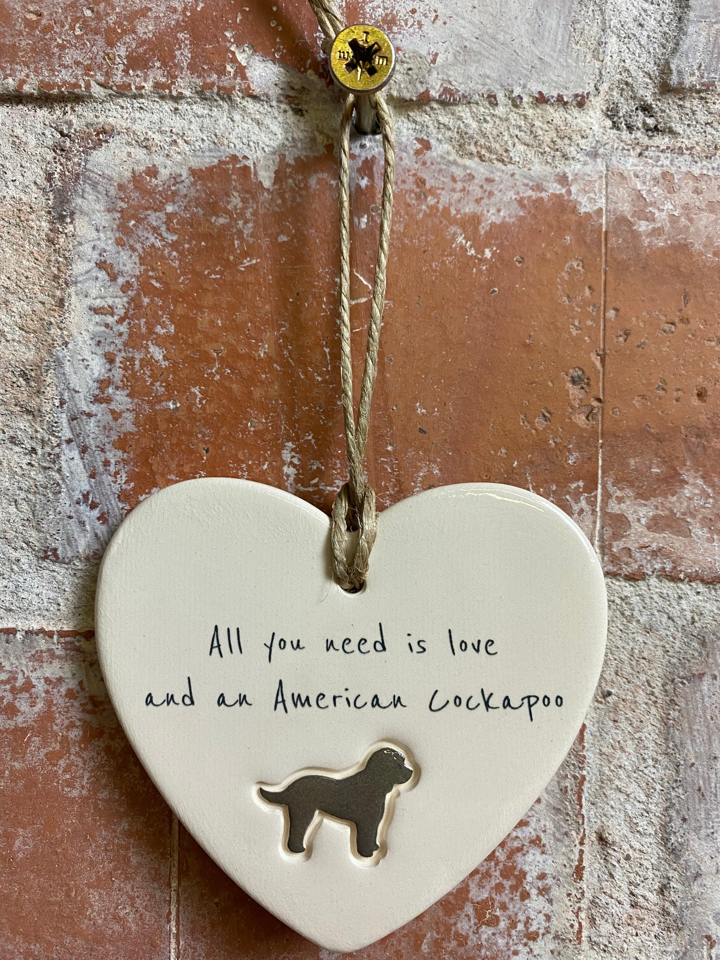 American Cockapoo Ceramic Heart Ornament