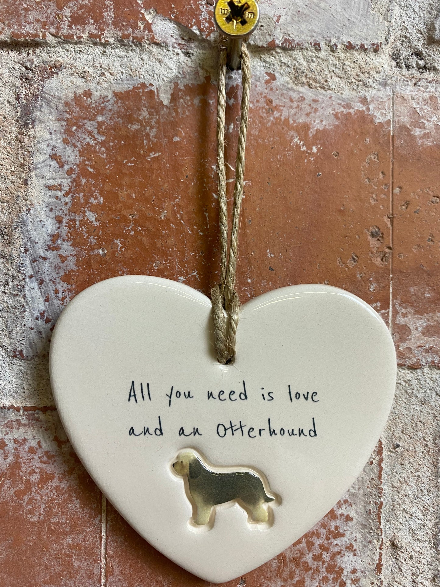 Otterhound Ceramic Heart Ornament