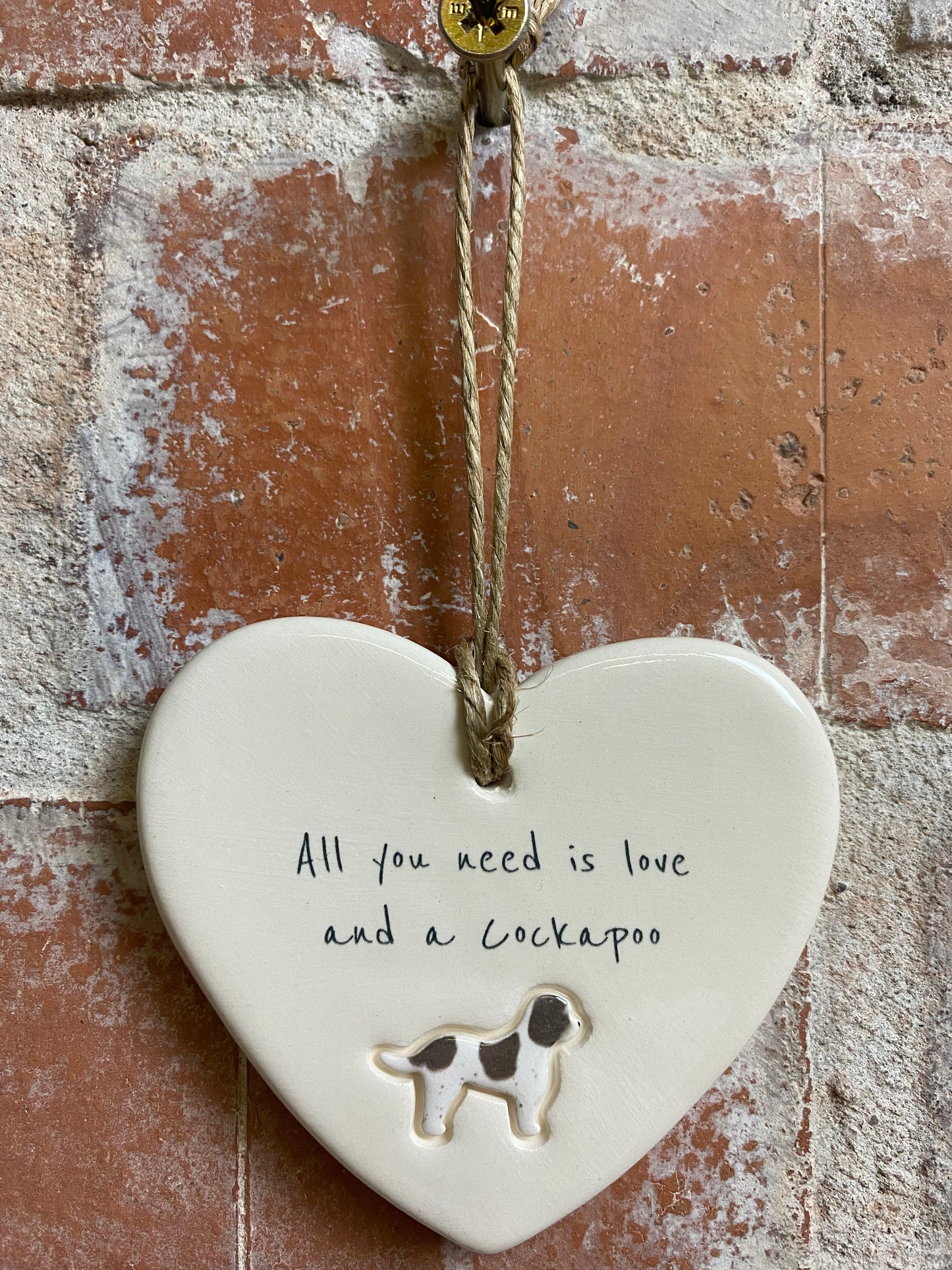 Cockapoo Ceramic Heart Ornament
