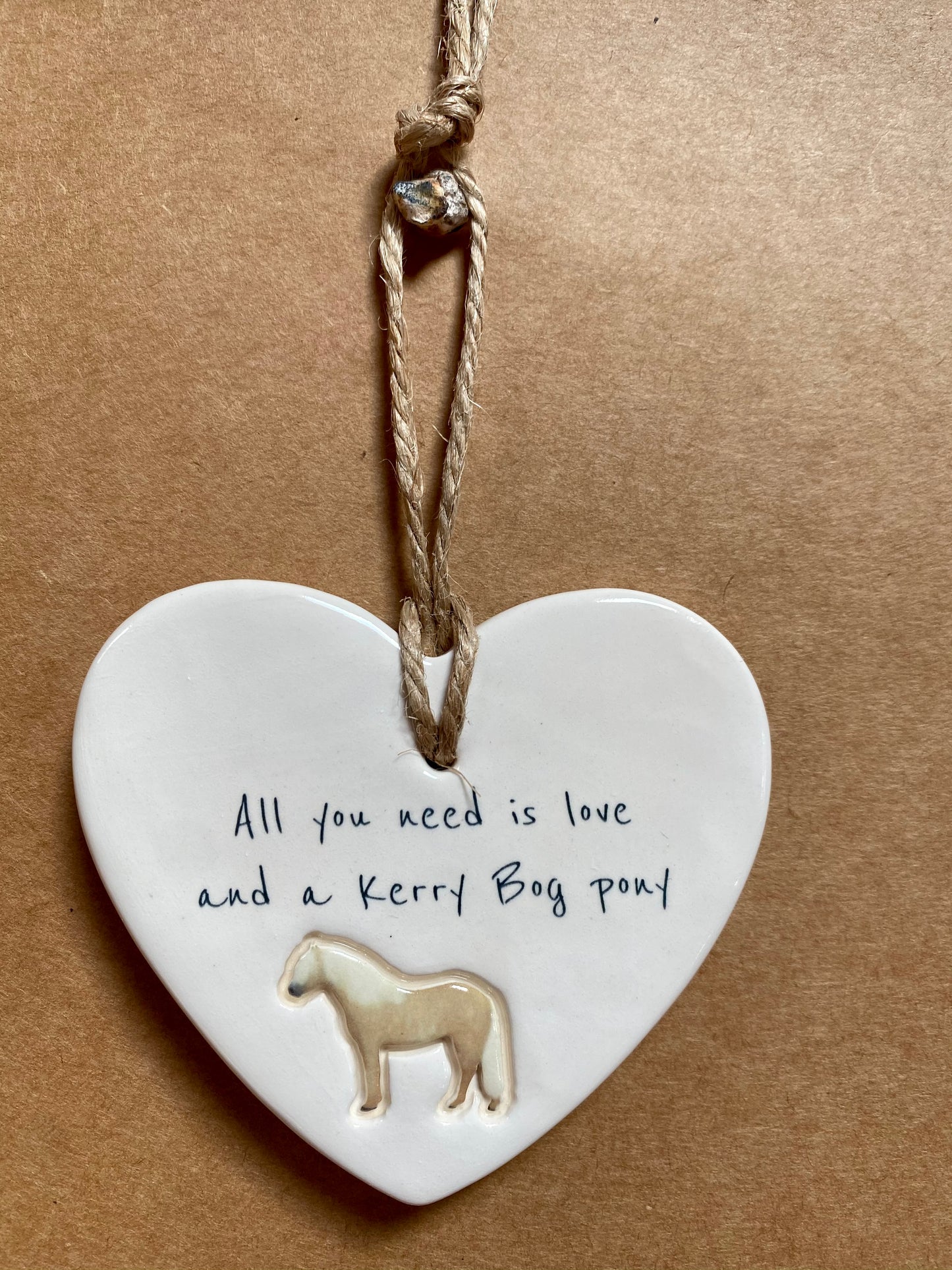 Kerry Bog Pony Ceramic Heart Ornament
