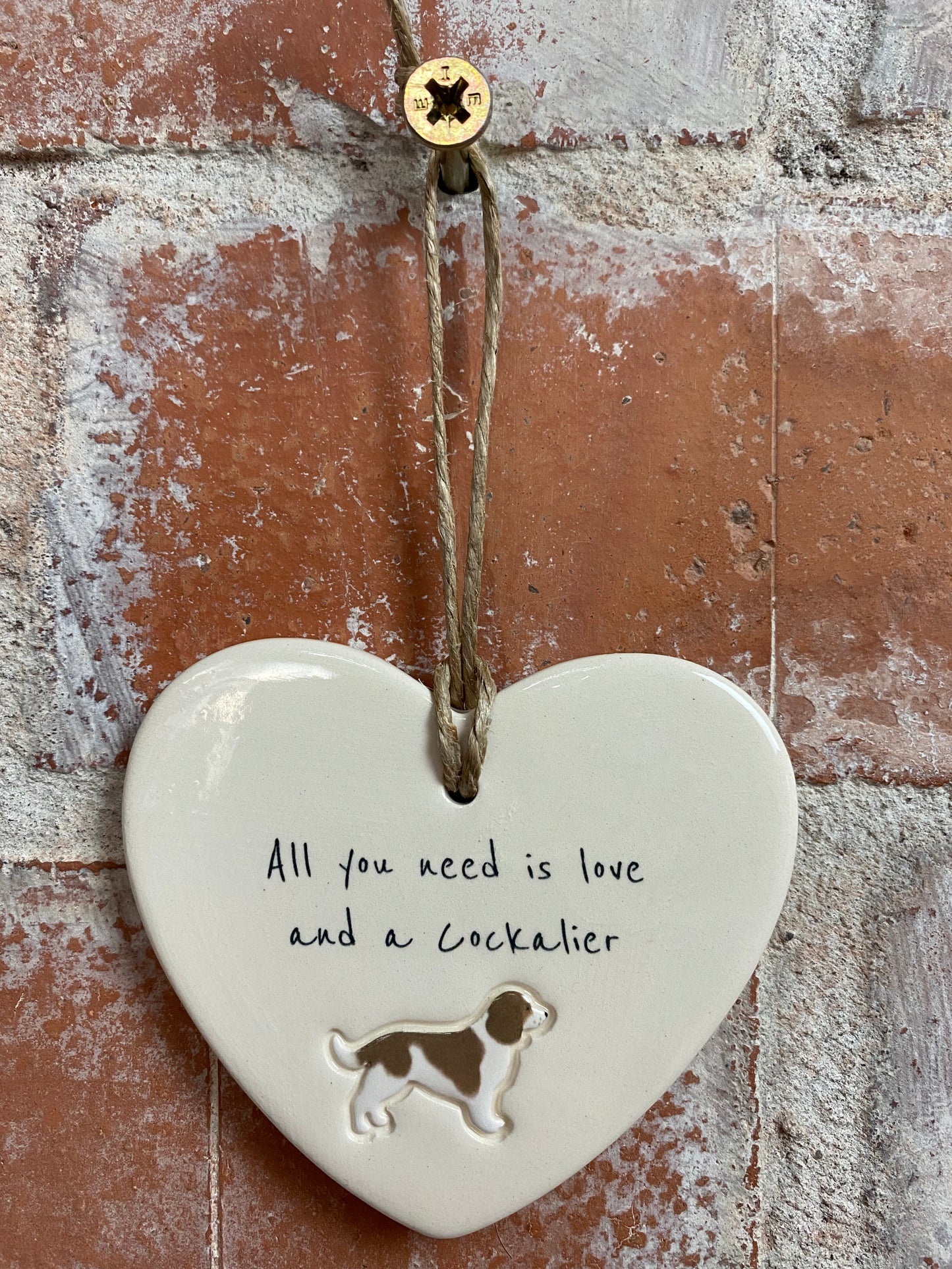 Cockalier Ceramic Heart Ornament