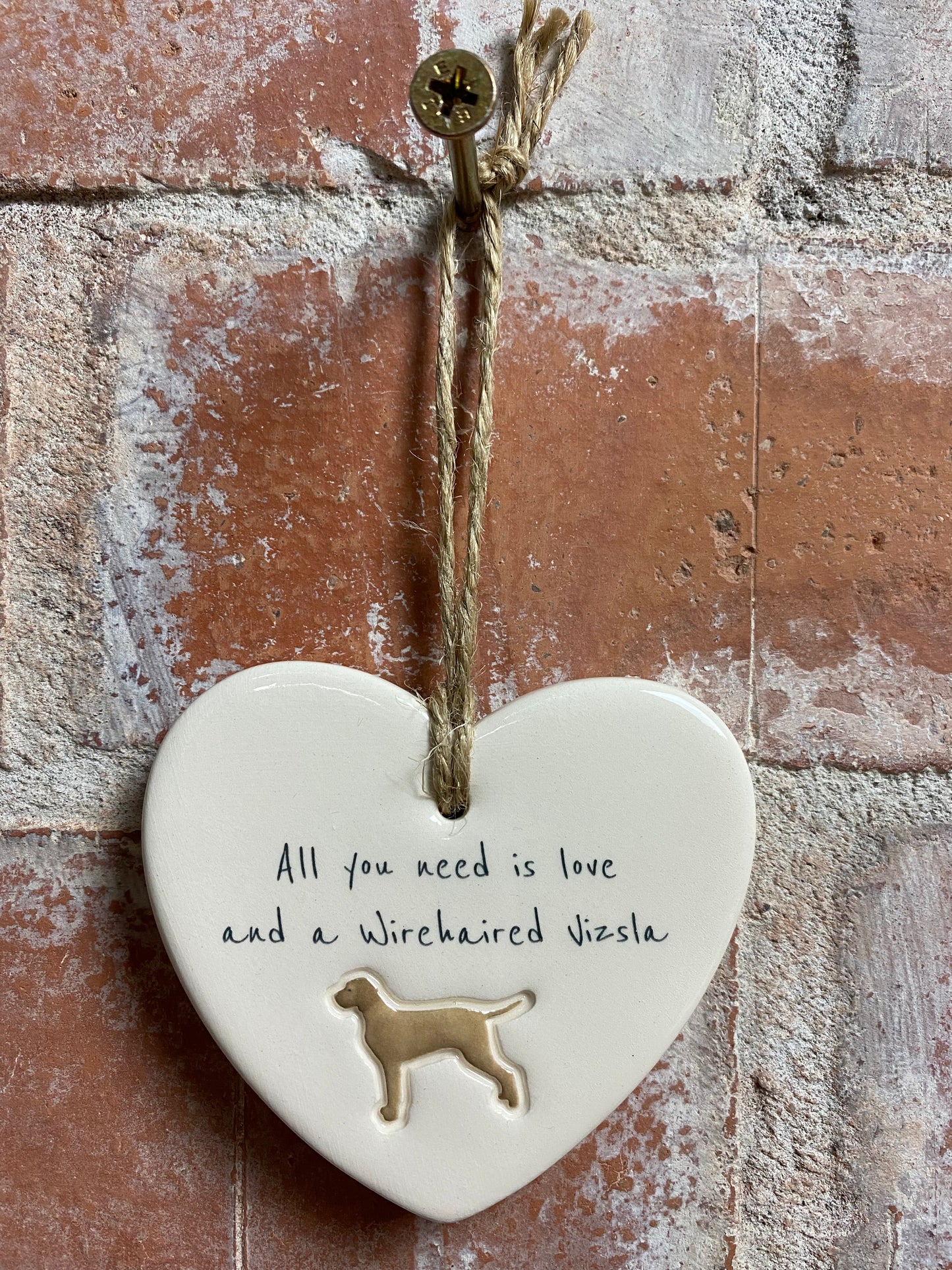 Wirehaired Vizsla Ceramic Heart Ornament