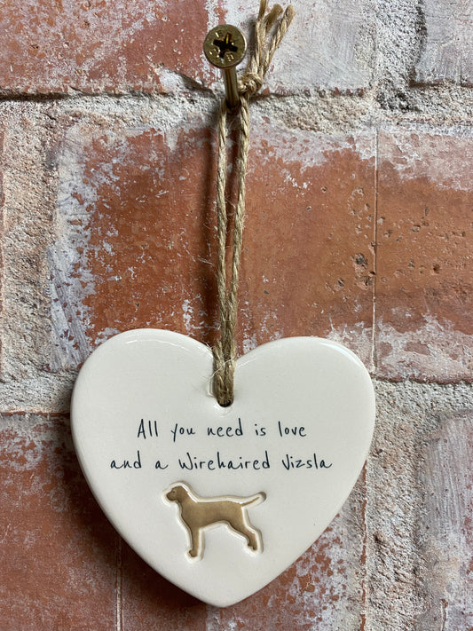 Wirehaired Vizsla Ceramic Heart Ornament