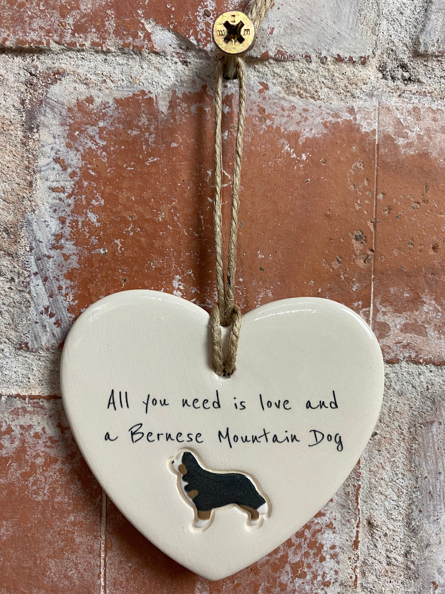 Bernese Mountain Dog Ceramic Heart Ornament