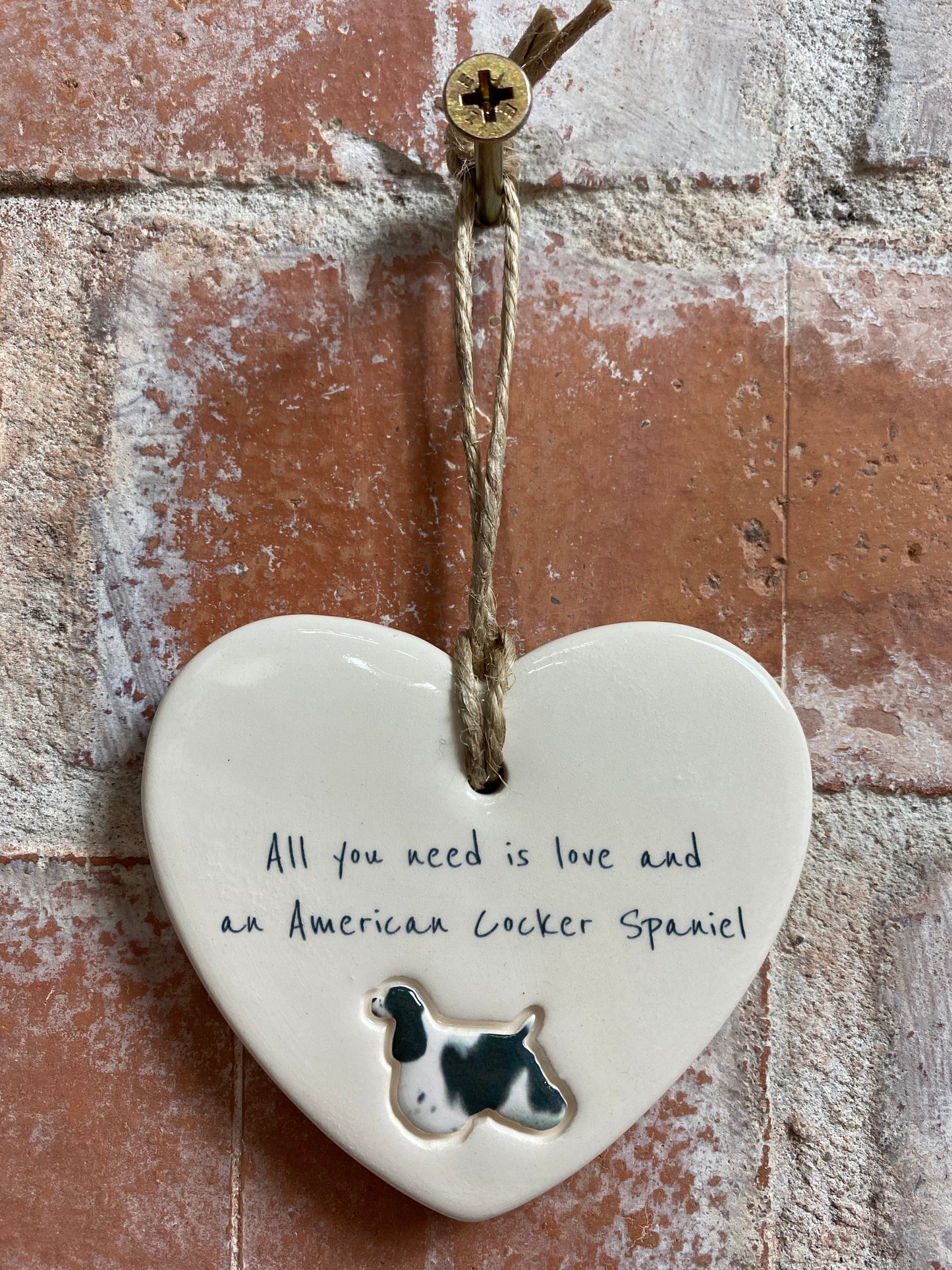American Cocker Spaniel Ceramic Heart Ornament