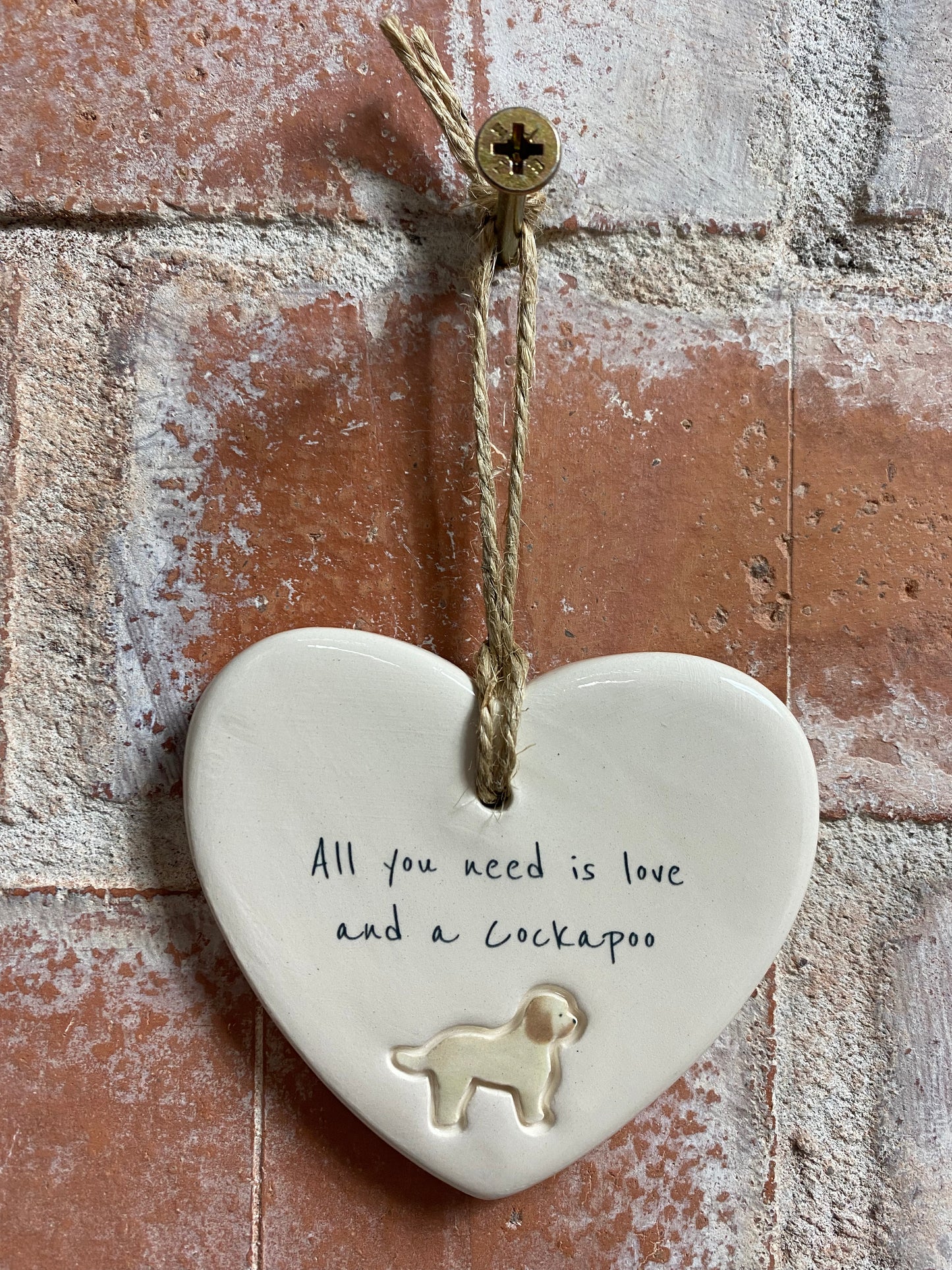 Cockapoo Ceramic Heart Ornament
