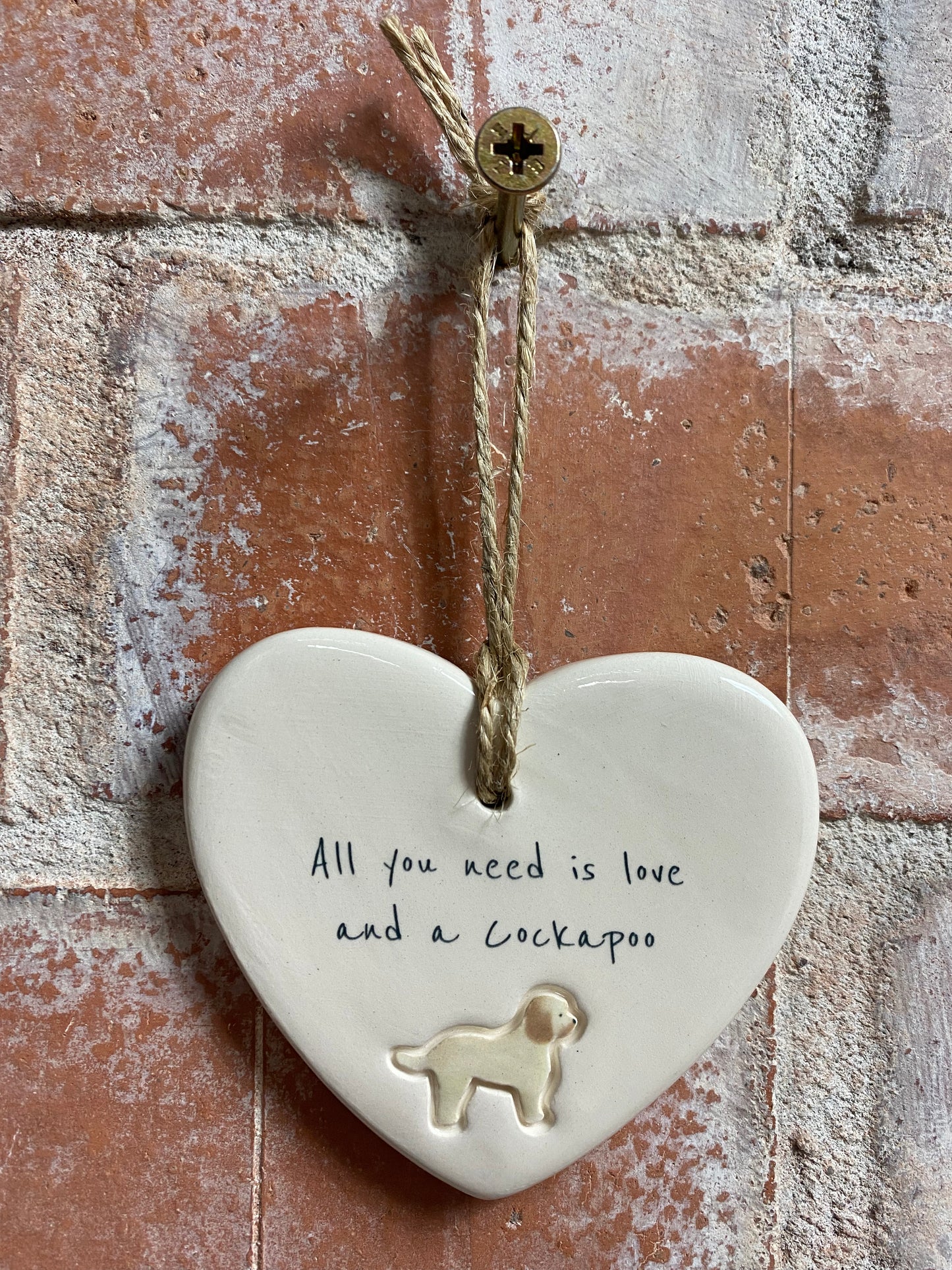 Cockapoo ceramic heart