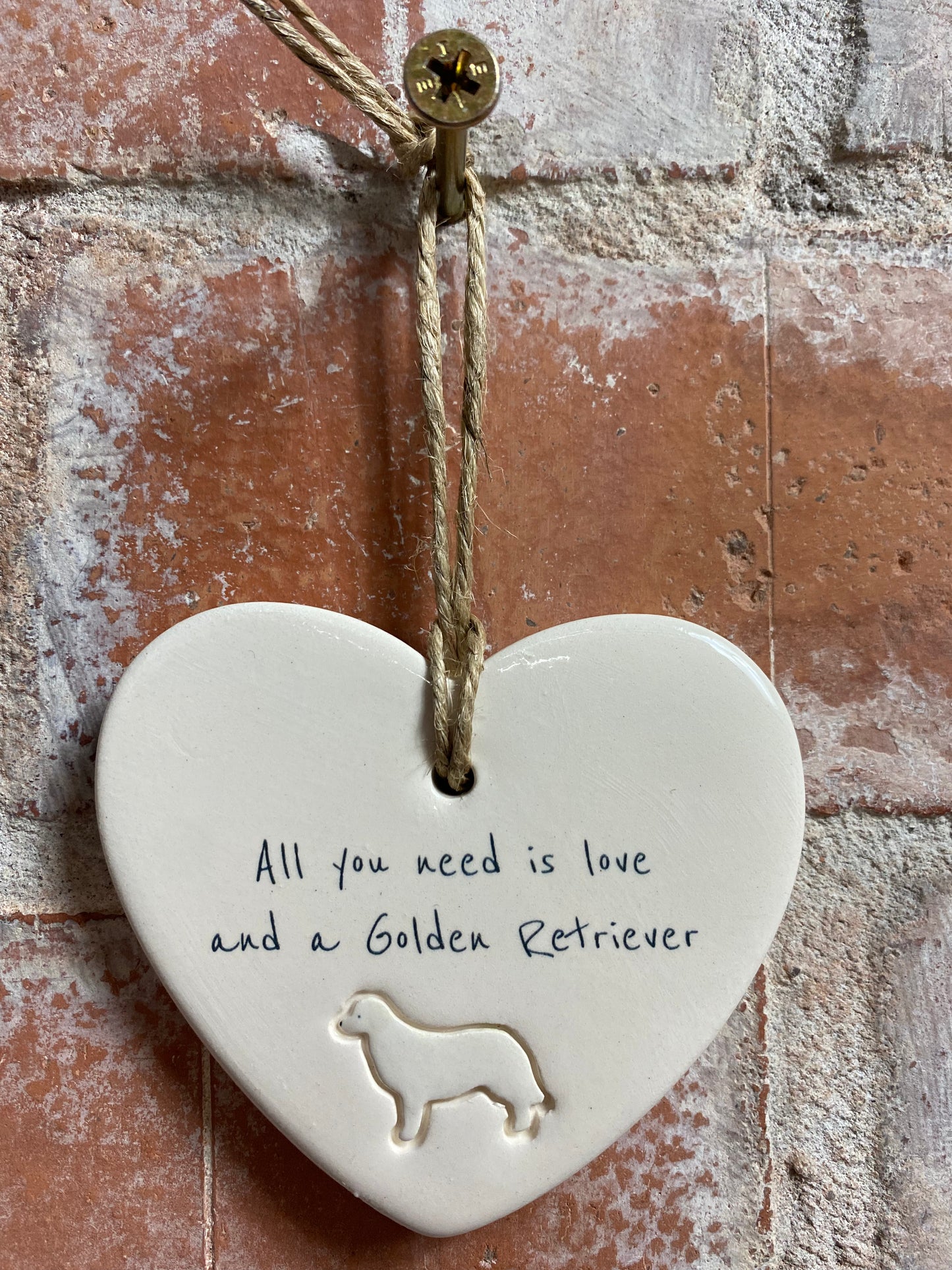 Golden Retriever Ceramic Heart Ornament