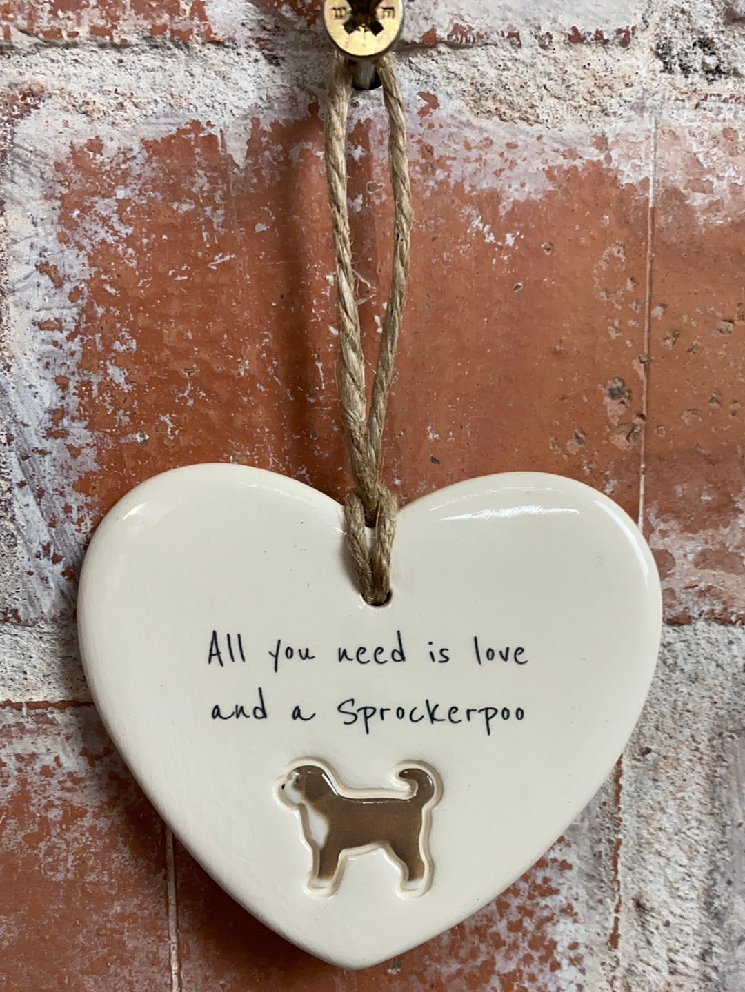 Sprockerpoo Ceramic Heart Ornament