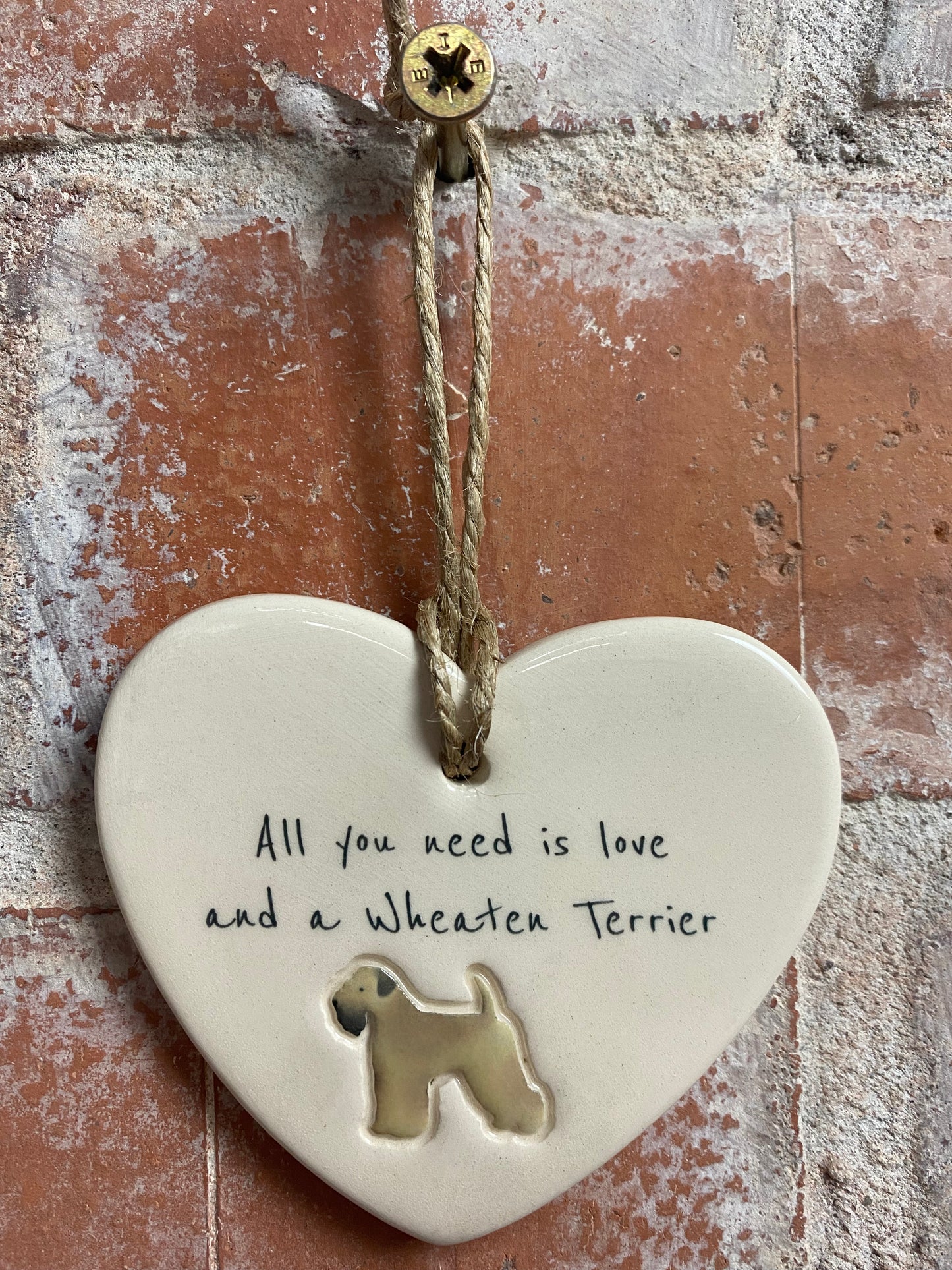 Wheaten Terrier Ceramic Heart Ornament
