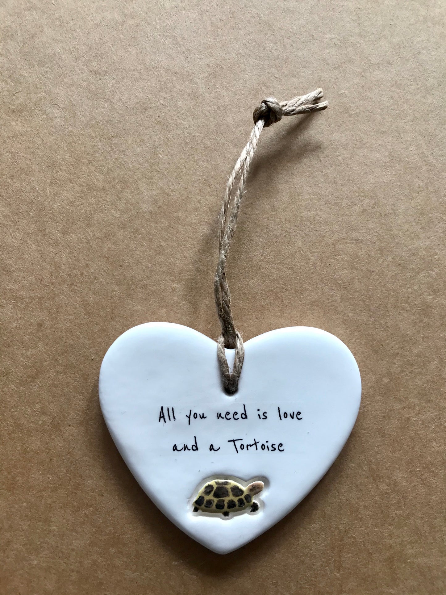 Tortoise Ceramic Heart Ornament