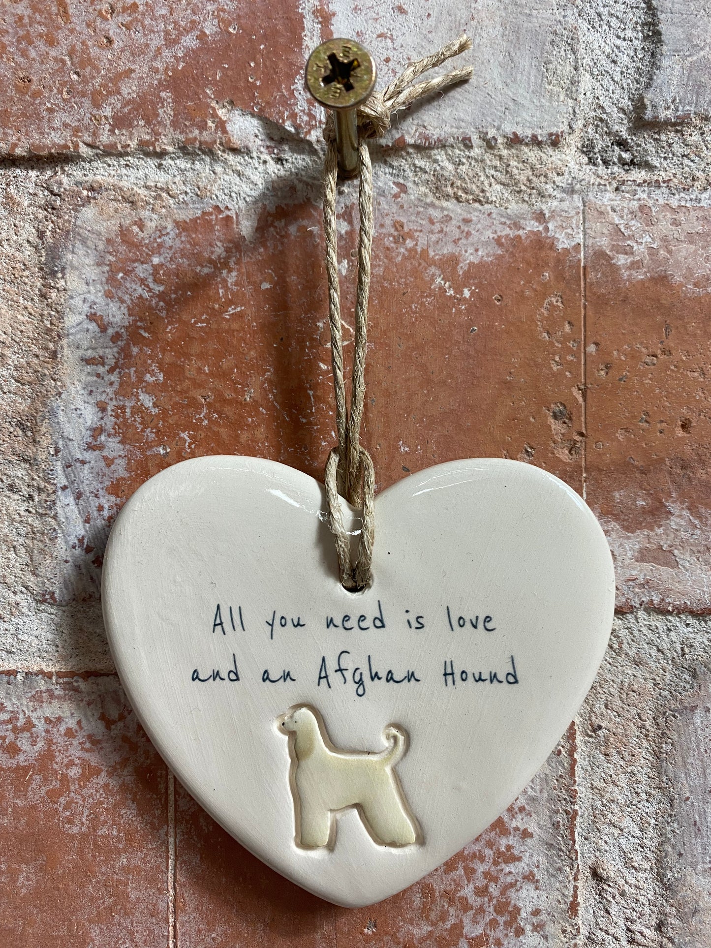 Afghan Hound Ceramic Heart Ornament
