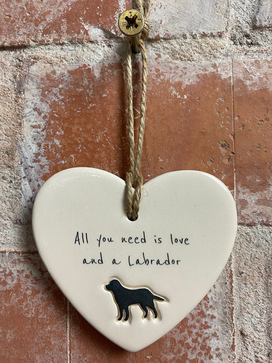 Labrador Ceramic Heart Ornament