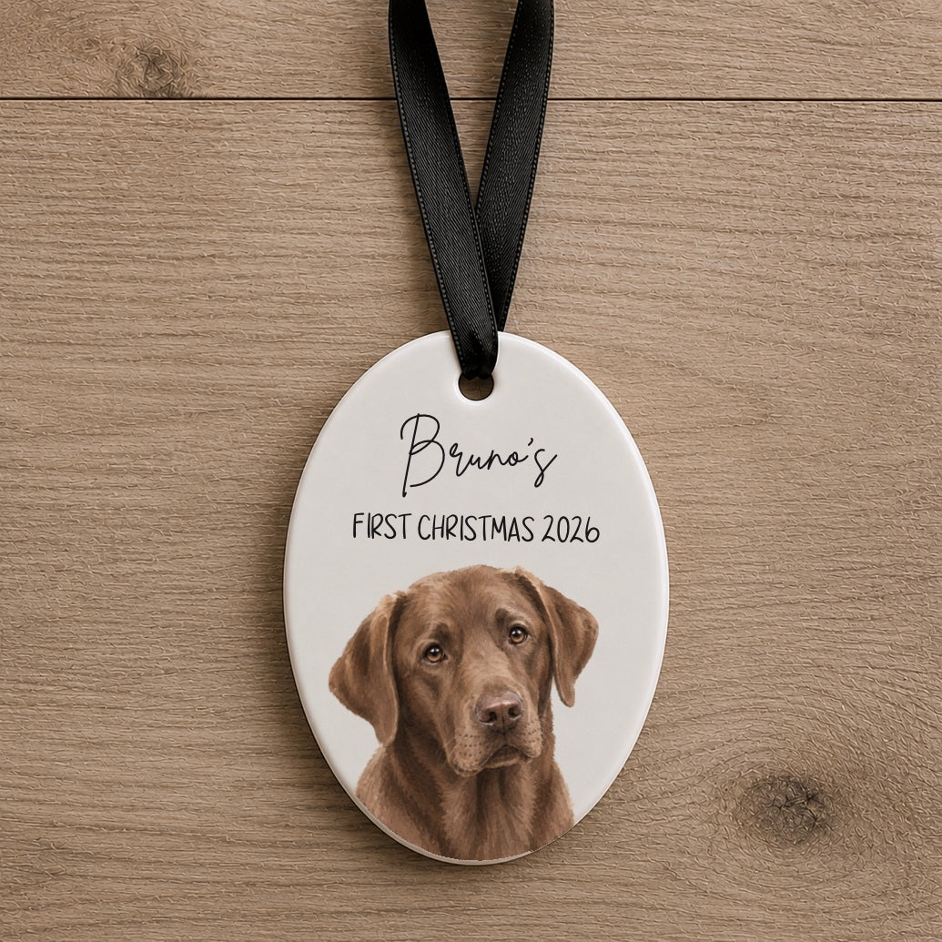 Personalised Watercolour Dogs First Christmas 2026 Ornament