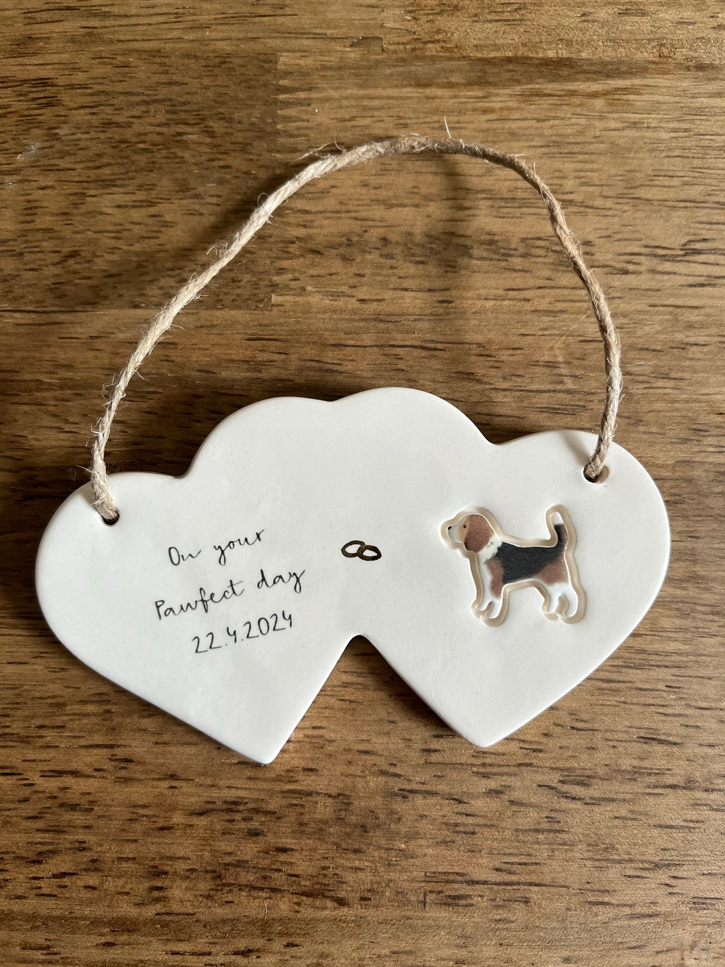 Personalised Dog wedding gift ceramic decoration