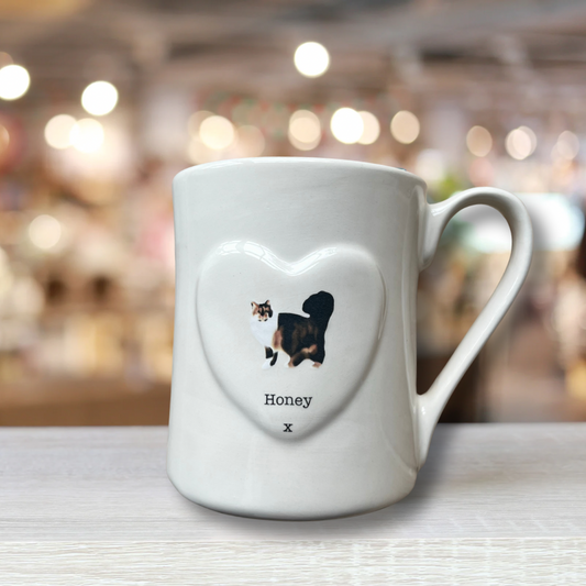 Personalised Cat Mug Heart Design