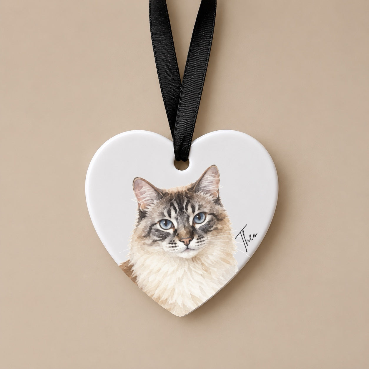Personalised Watercolour Cat Portrait Ornament