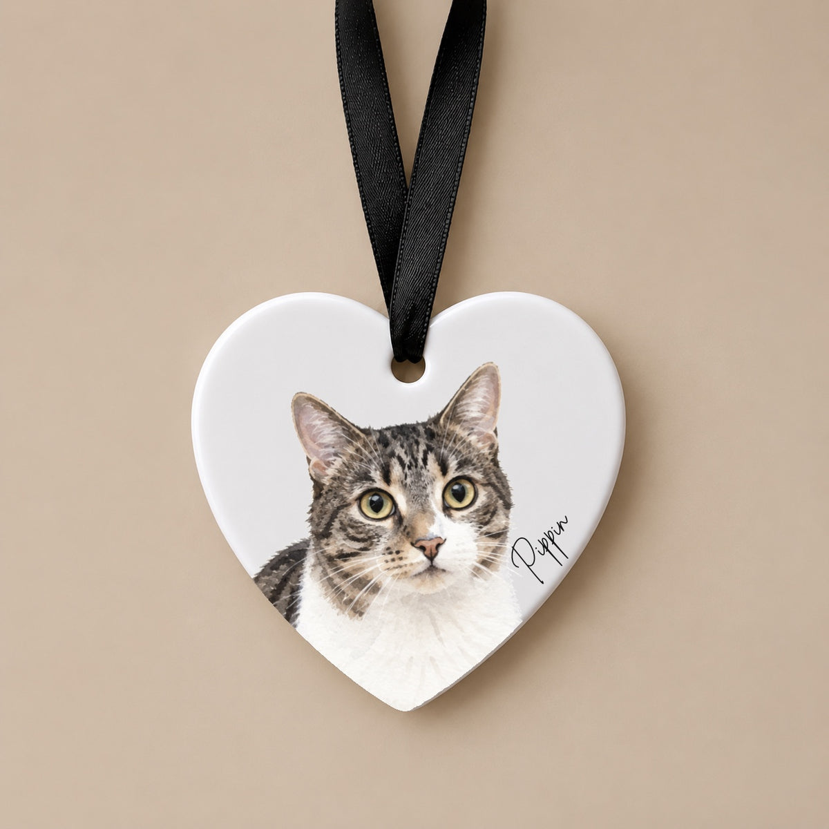 Personalised Watercolour Cat Portrait Ornament