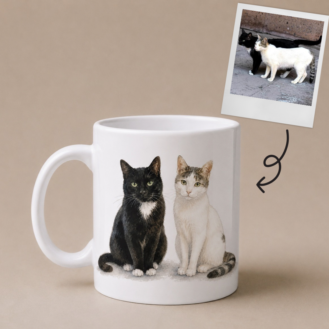 Personalised Cat Mug with 2 Cats