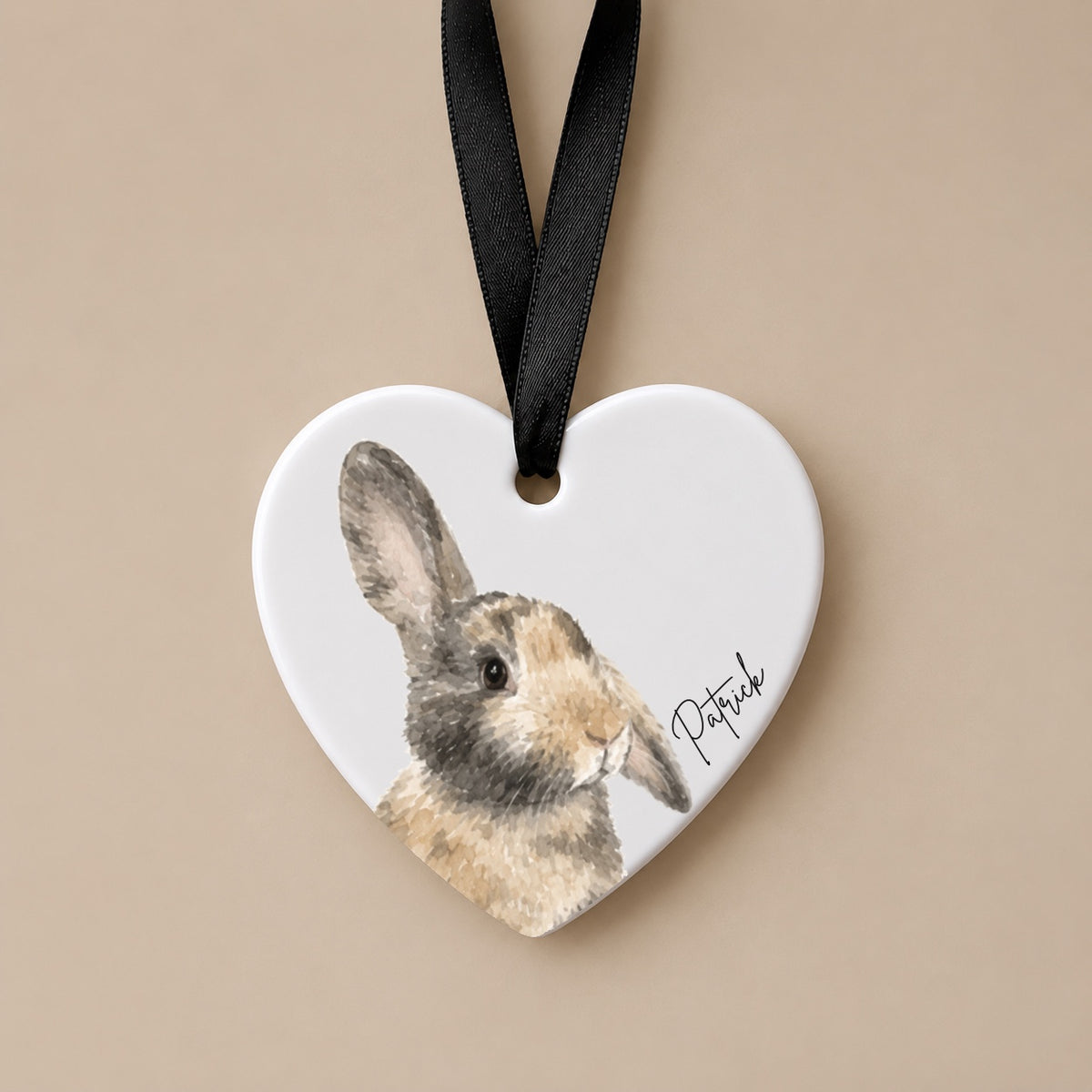 Personalised Watercolour Rabbit Portrait Ornament