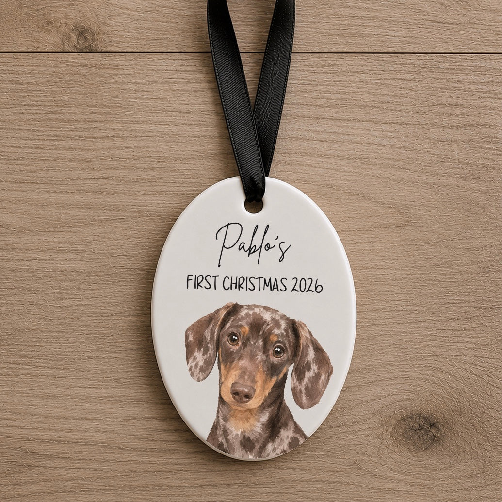 Personalised Watercolour Dogs First Christmas 2026 Ornament