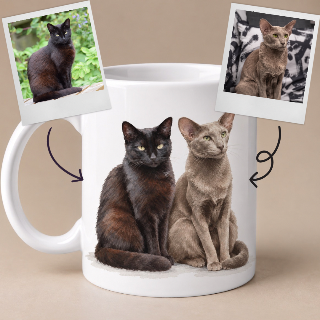 Personalised Cat Mug with 2 Cats
