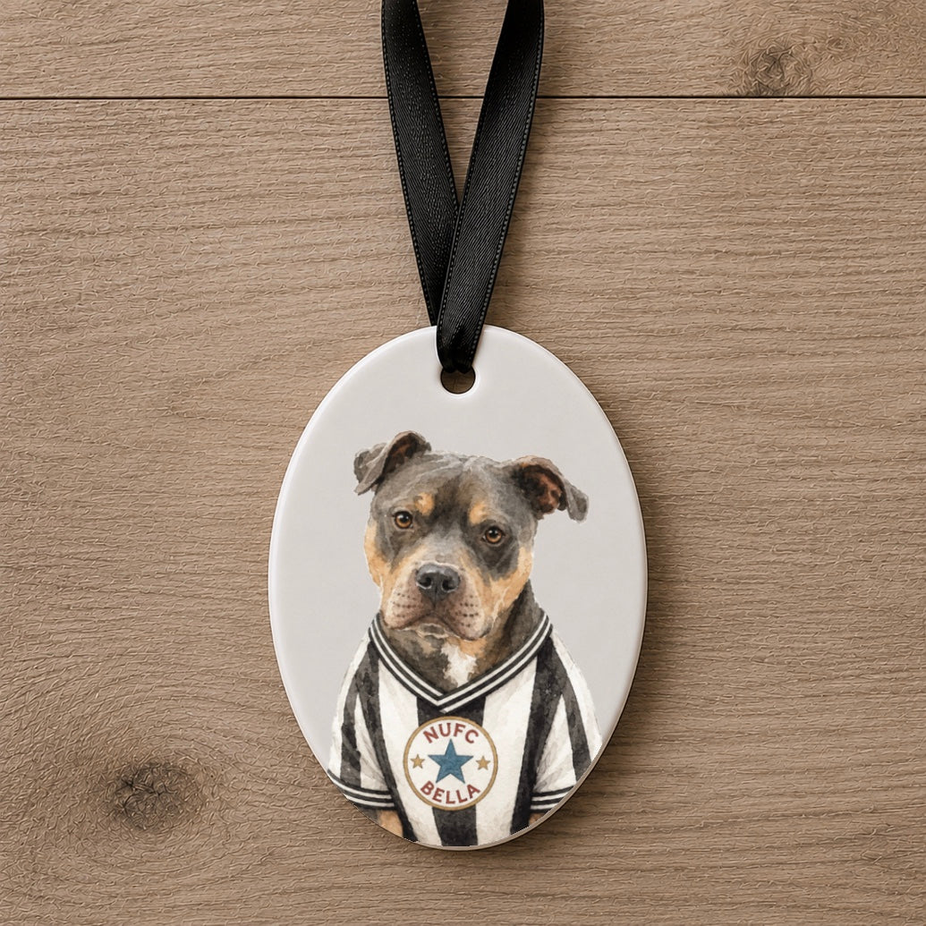 Personalised Newcastle Football Top Dog Ornament