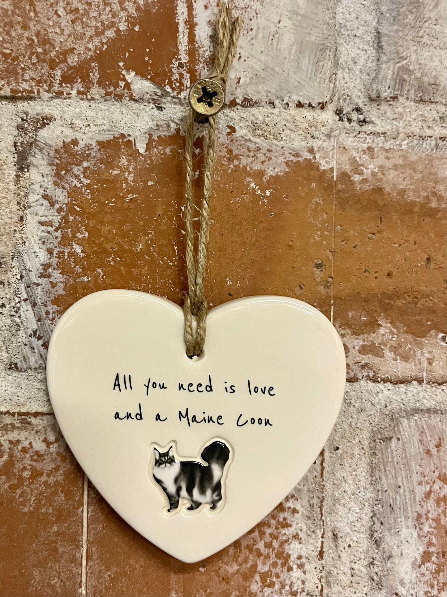 Maine Coon Cat ceramic heart