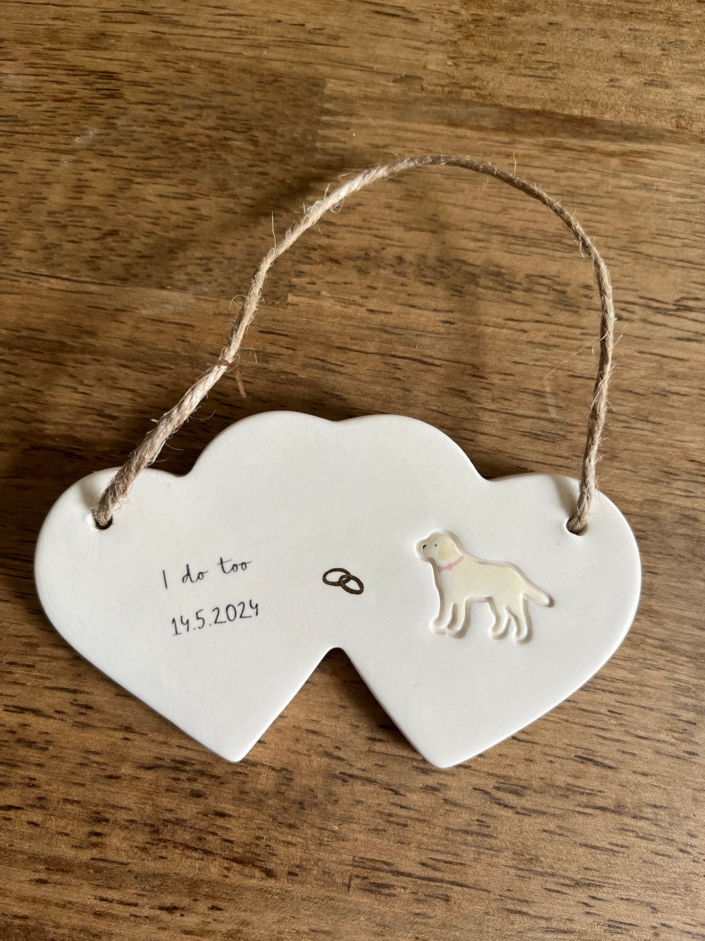 Personalised Dog wedding gift ceramic decoration