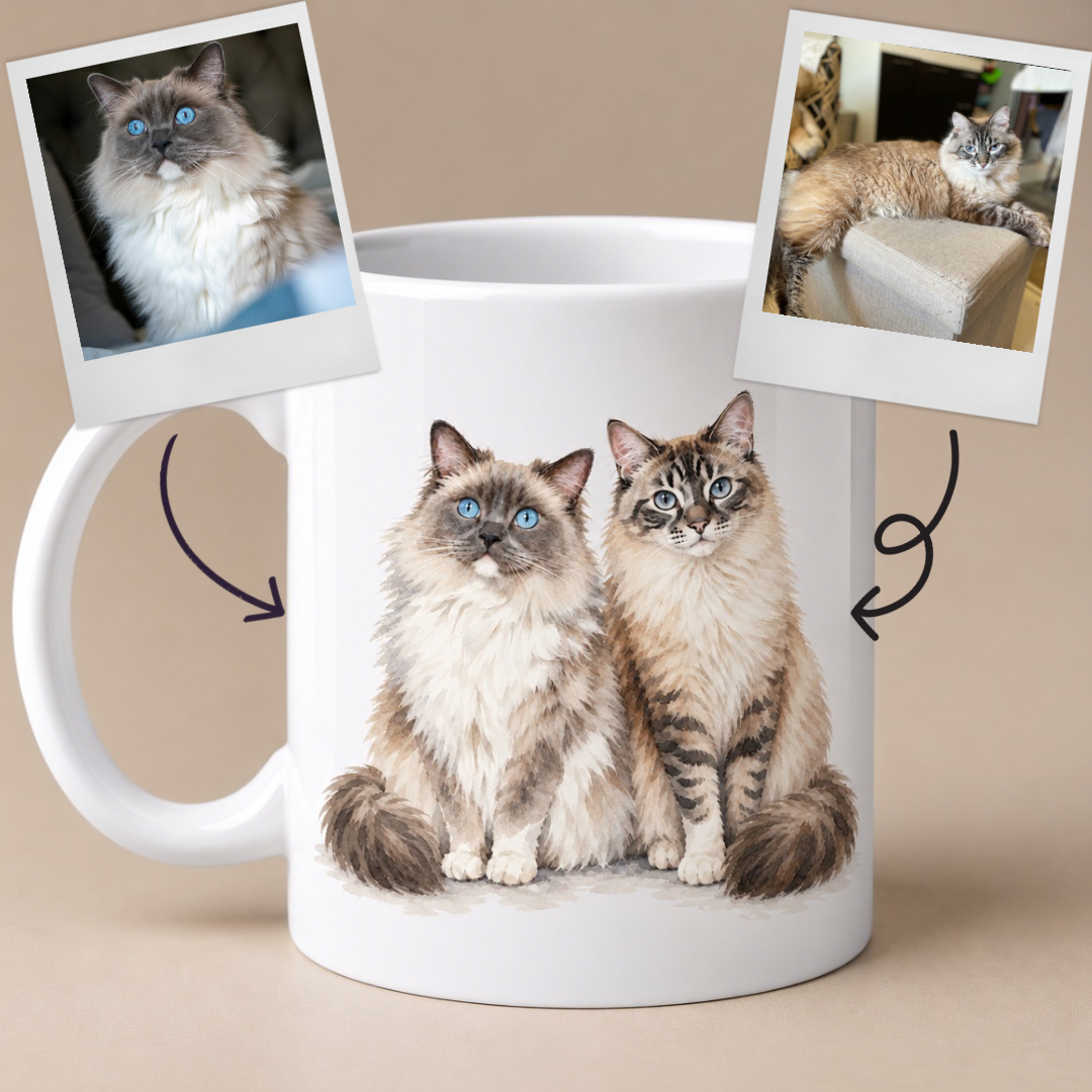 Personalised Cat Mug with 2 Cats