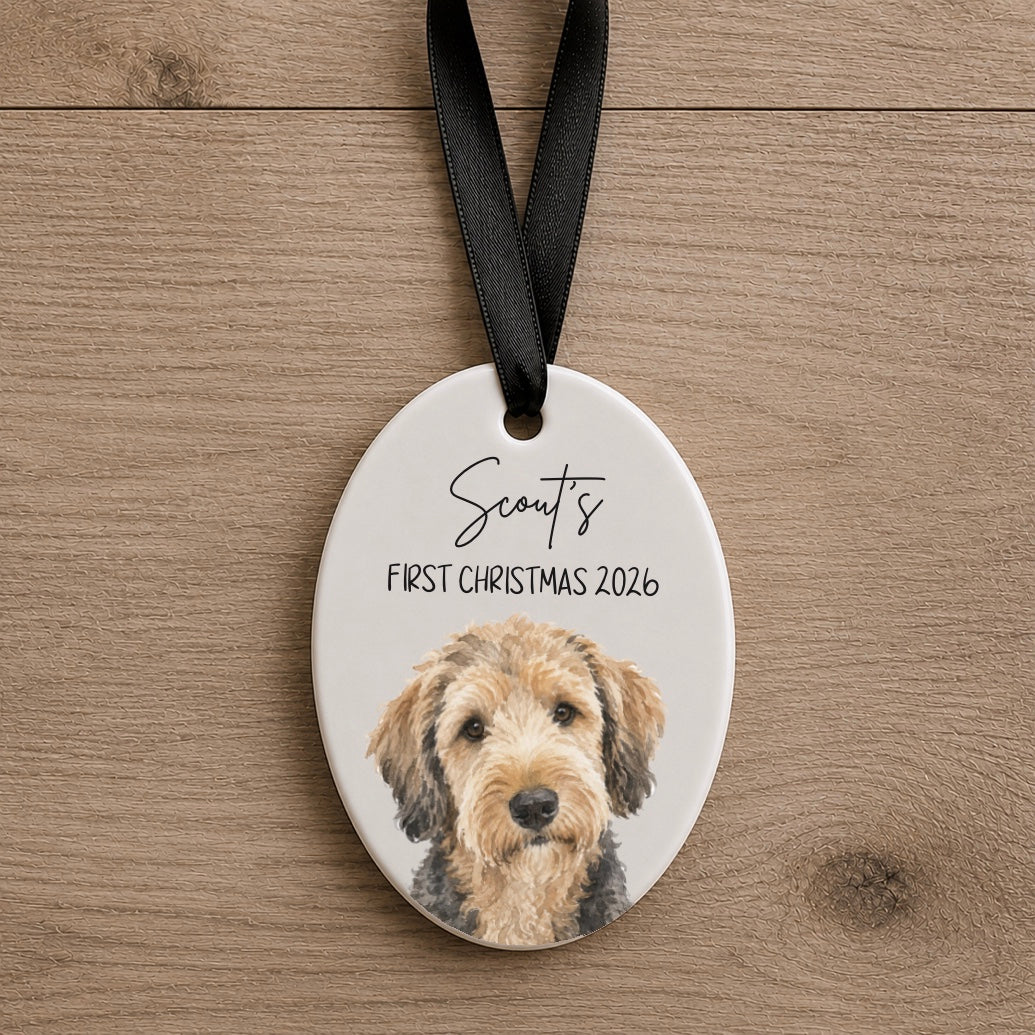 Personalised Watercolour Dogs First Christmas 2026 Ornament
