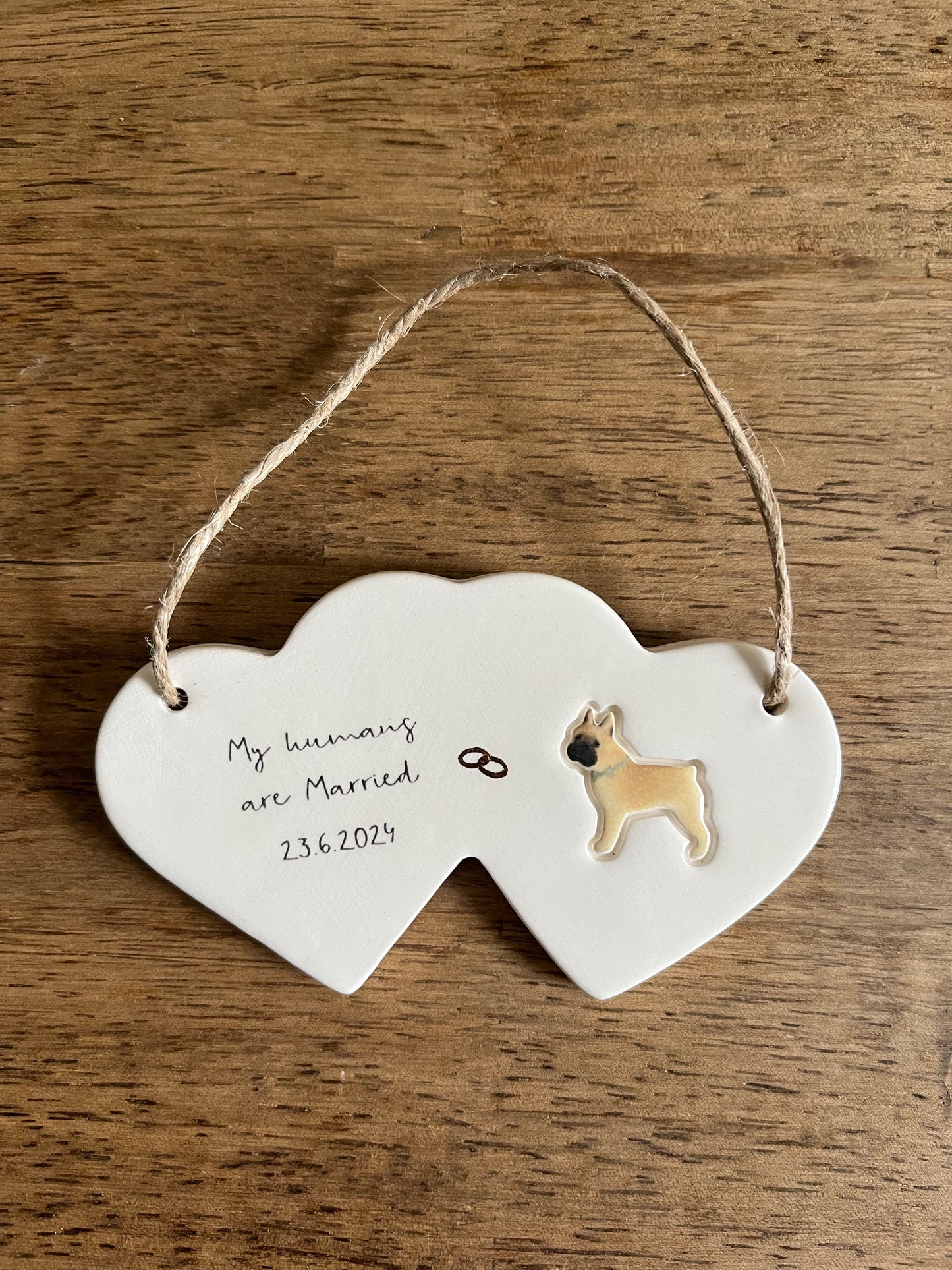 Personalised Dog wedding gift ceramic decoration