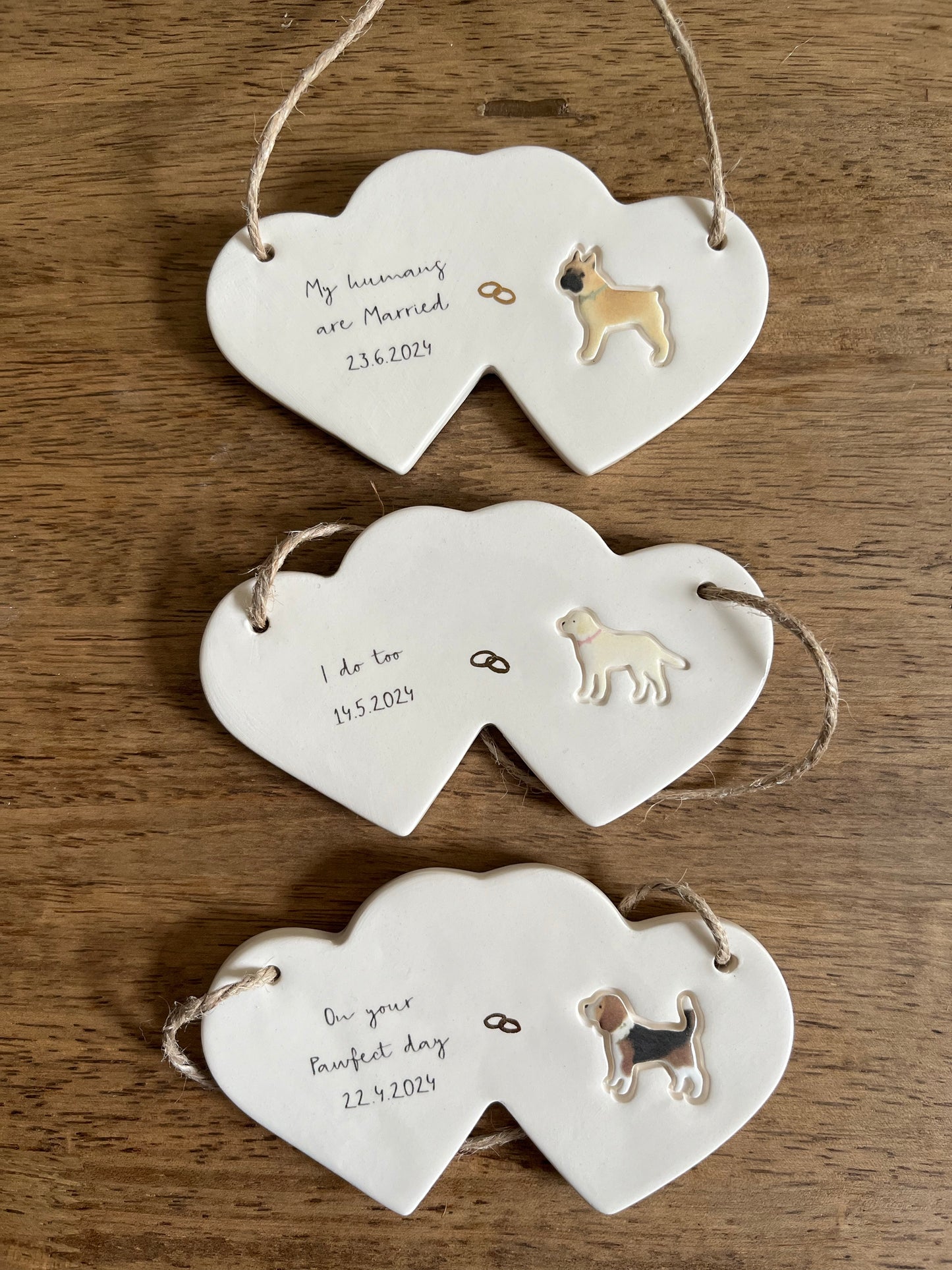 Personalised Dog wedding gift ceramic decoration