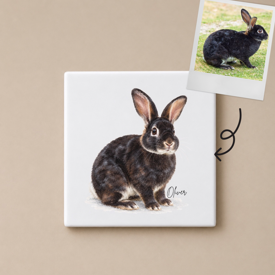 Personalised Rabbit Coaster