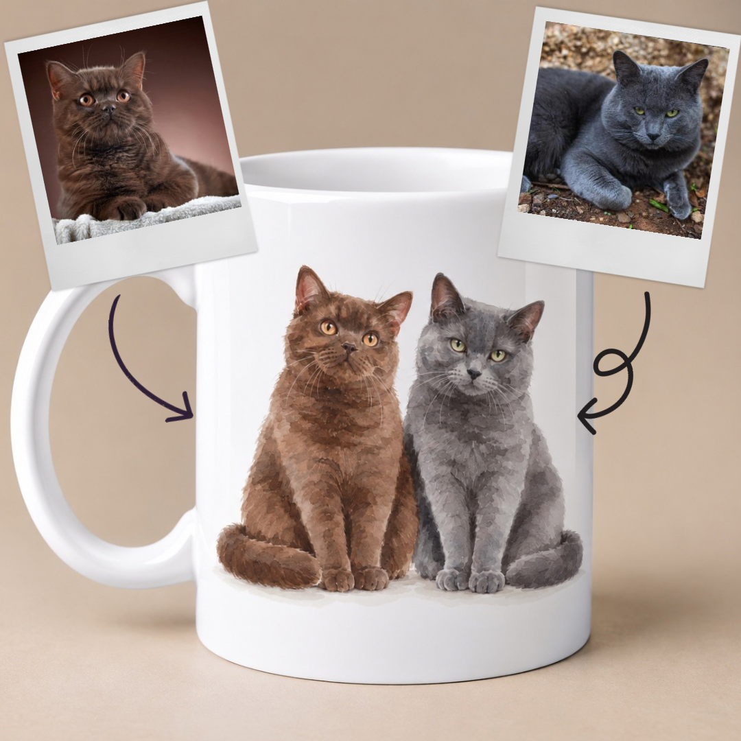 Personalised Cat Mug with 2 Cats