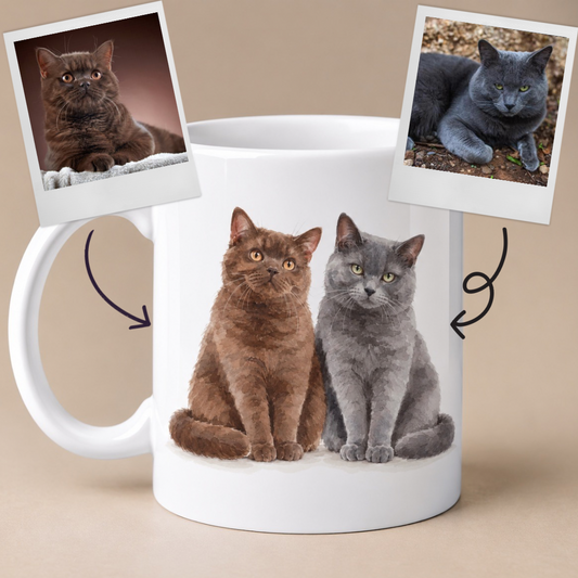 Personalised Cat Mug with 2 Cats