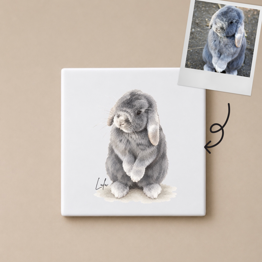 Personalised Rabbit Coaster