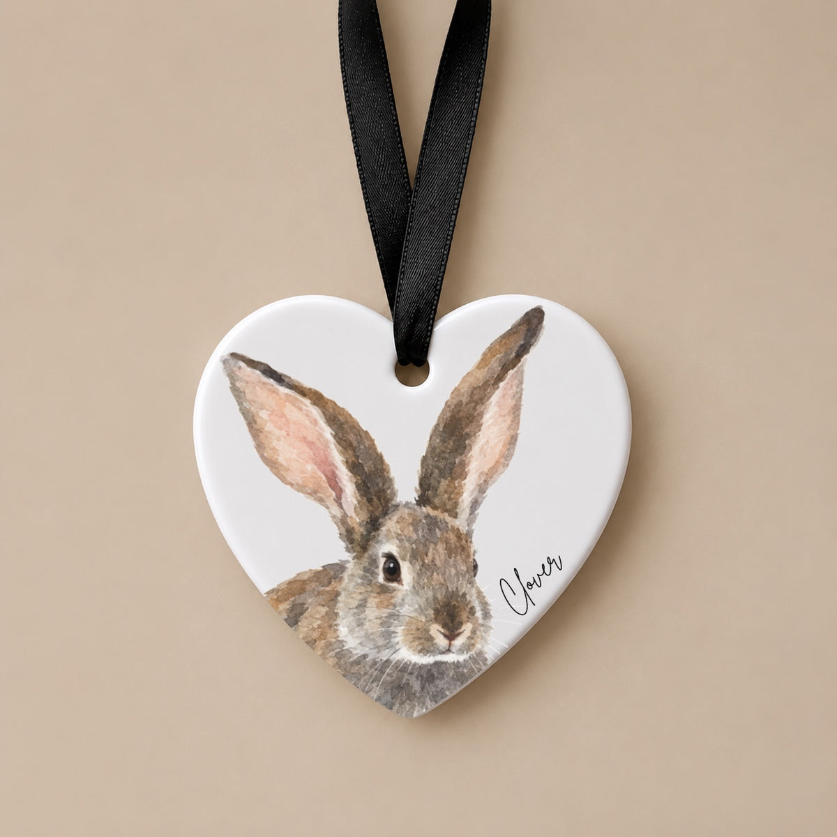 Personalised Watercolour Rabbit Portrait Ornament
