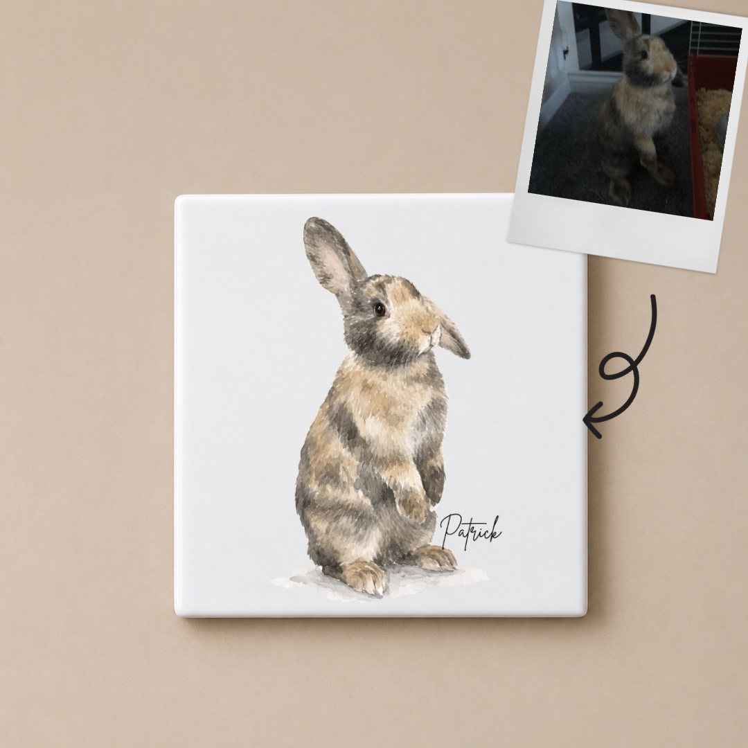 Personalised Rabbit Coaster