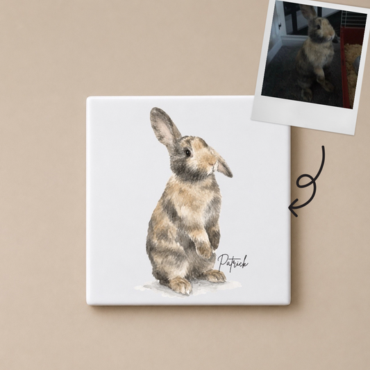 Personalised Rabbit Coaster