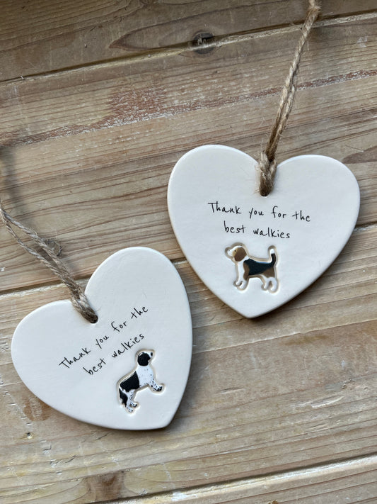 Personalised Dog Walker ceramic heart