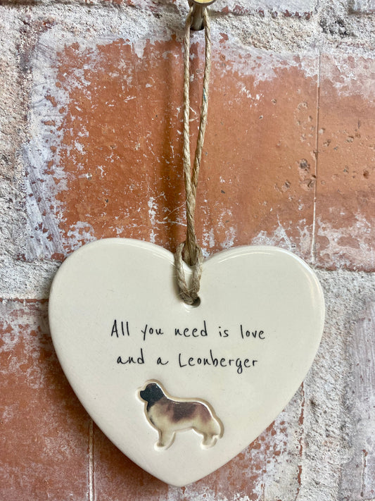Leonberger ceramic heart