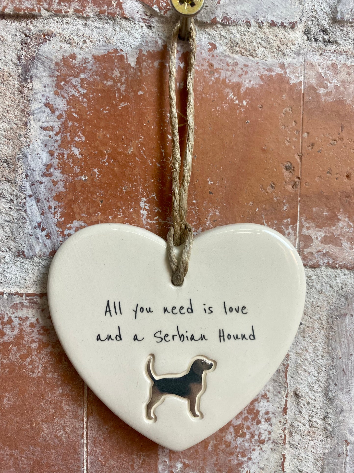 Serbian Hound ceramic heart