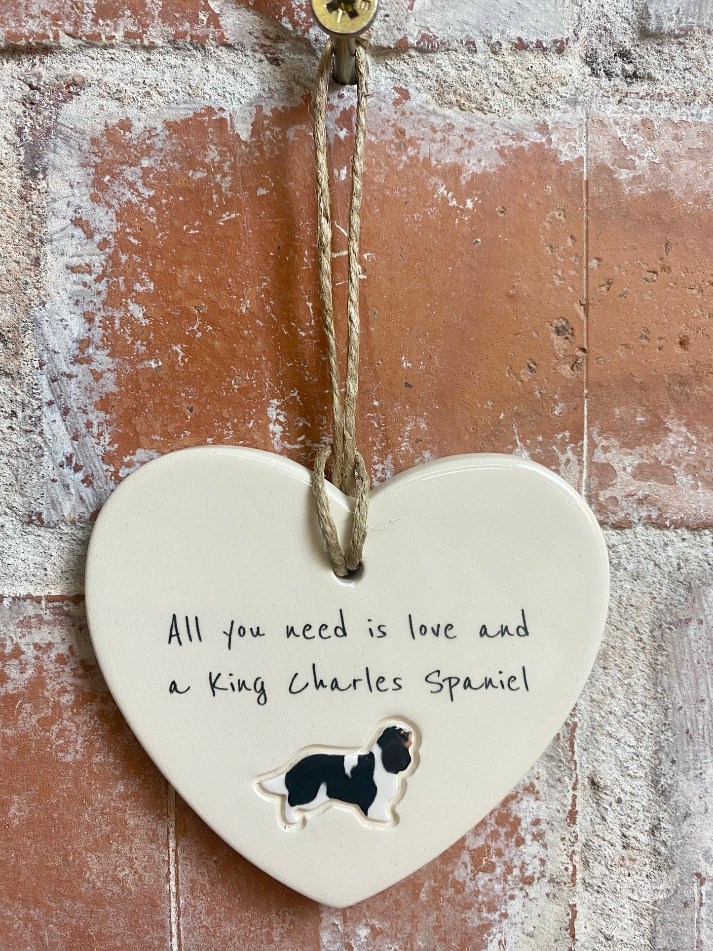 King Charles spaniel ceramic heart