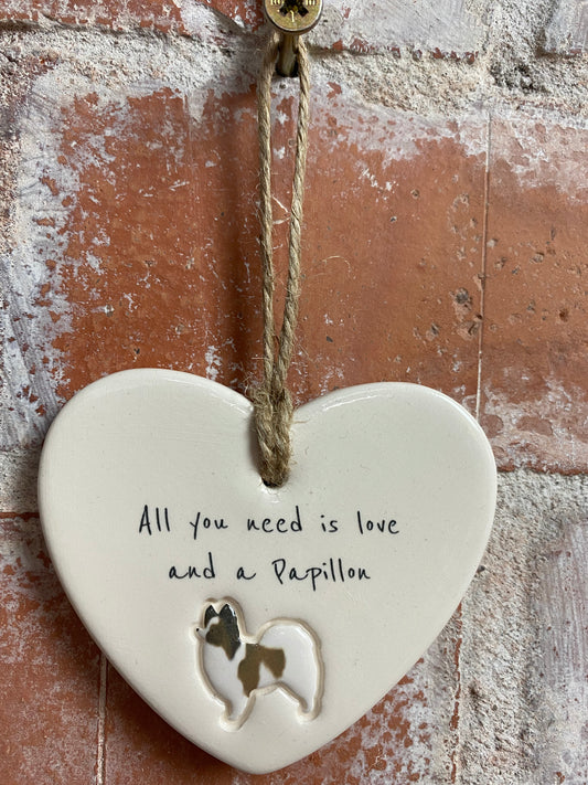 Papillon ceramic heart